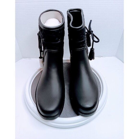 Jessica Simpson Womens Black Rubber Ankle Boots With Quilted Fabric Detailing & - Picture 1 of 7